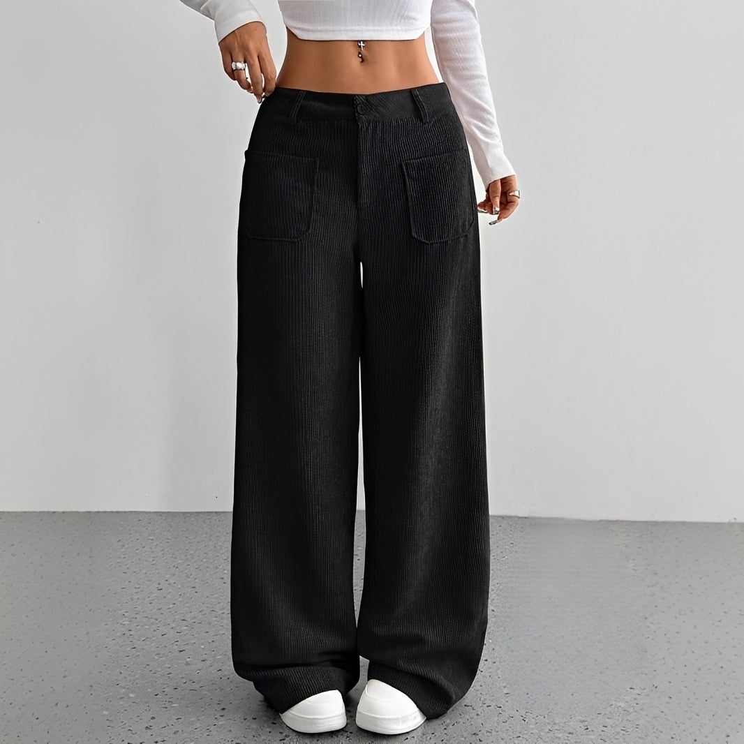 Isabelle - Pantalon en velours côtelé taille haute