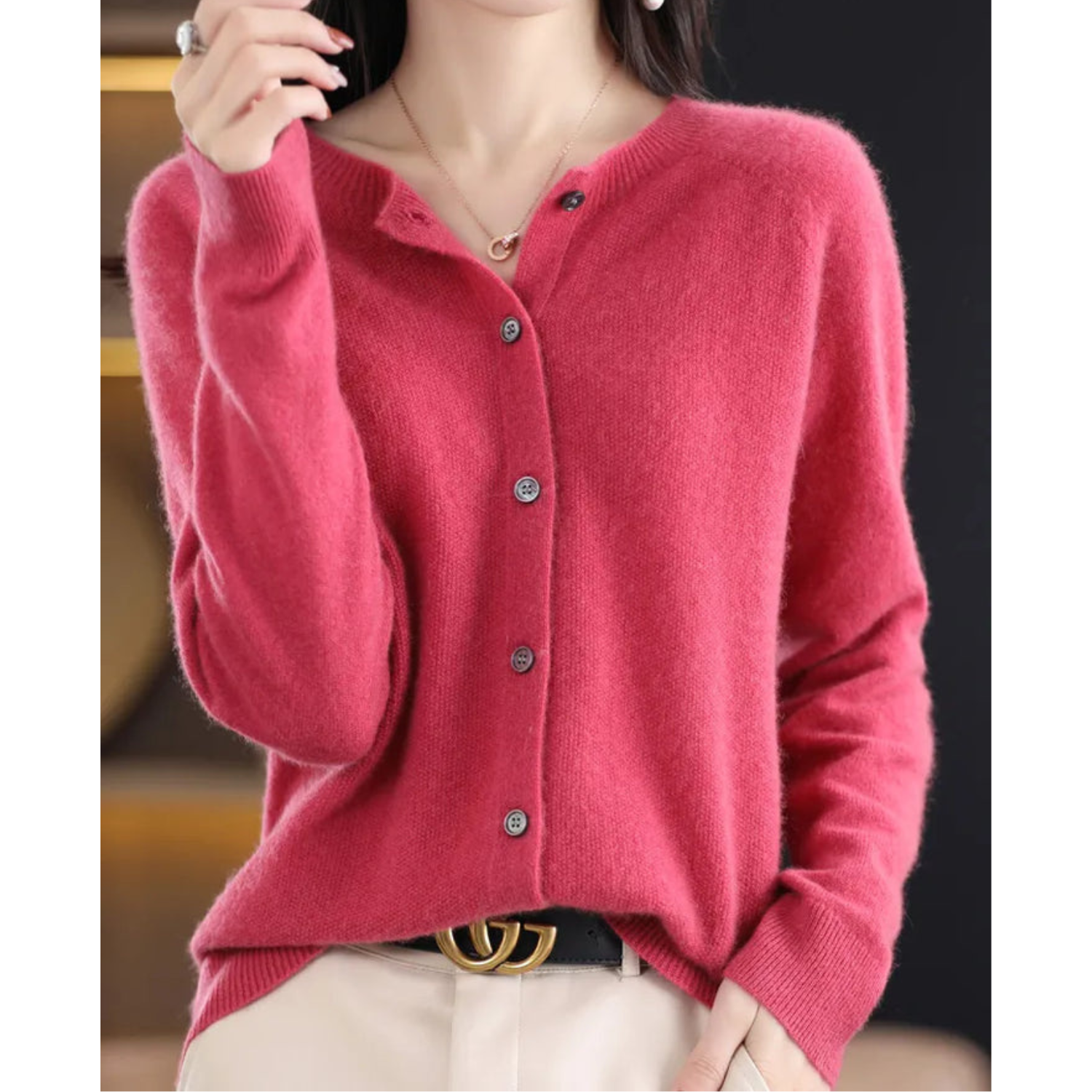 Olivia - Cardigan en laine de cachemire soyeuse