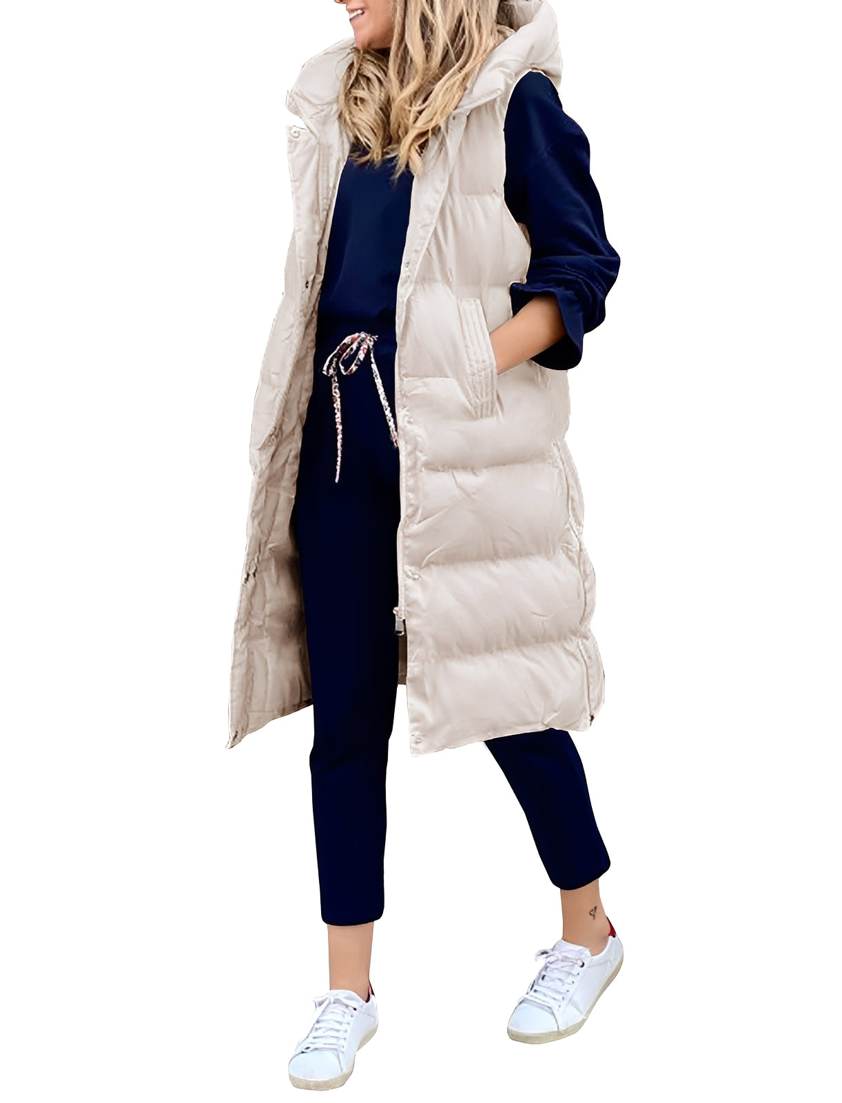 Amilia - Élégant manteau-veste long sans manches pour femmes