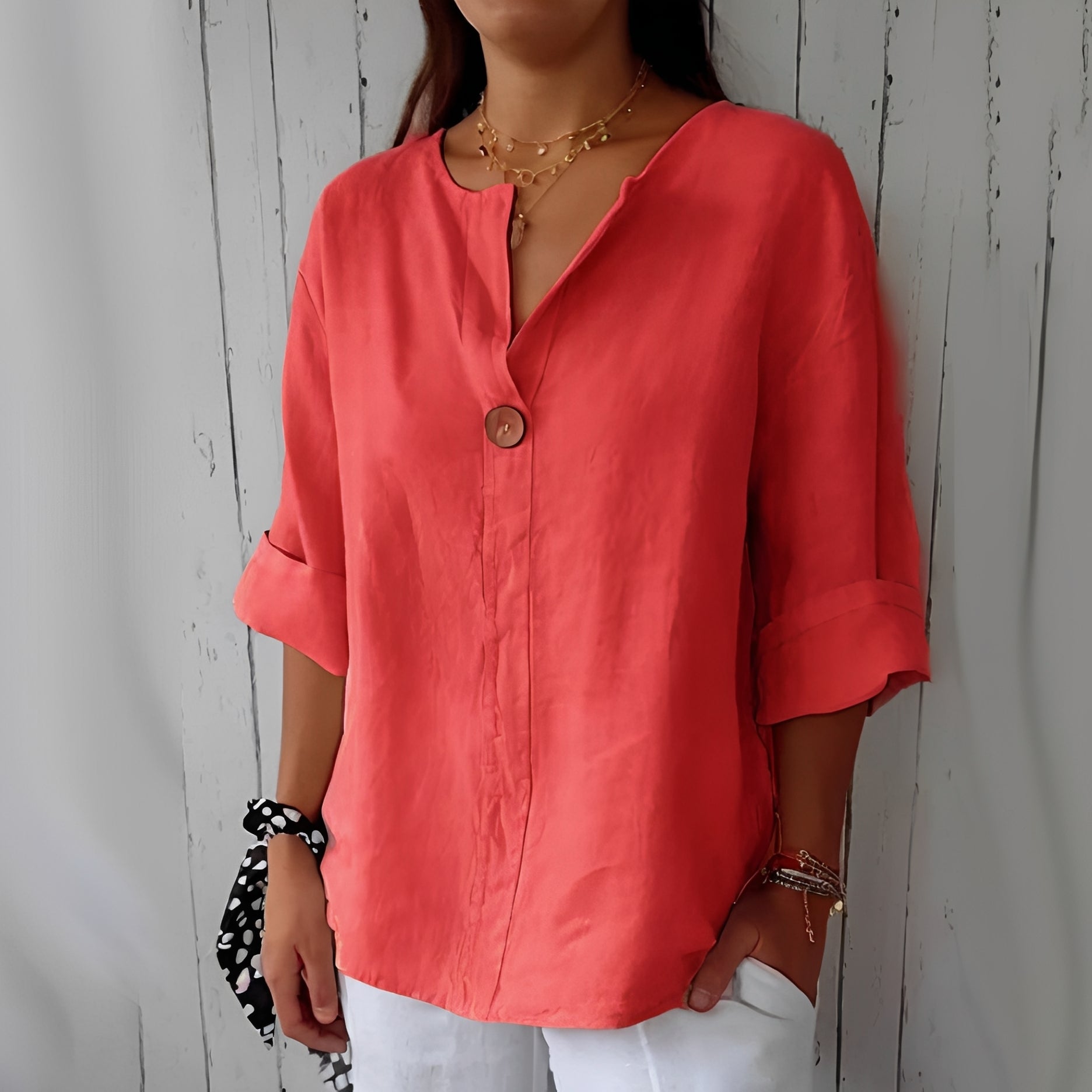 Noémie - Blouse légère avec col en V pour femme