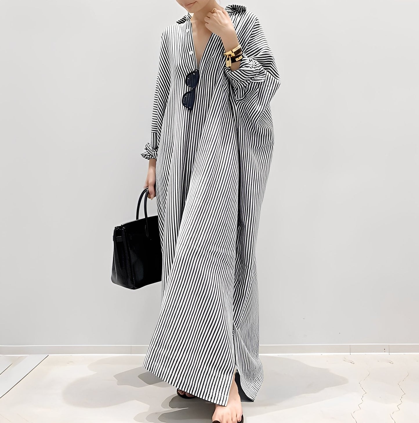 Davida - Robe chemise décontractée à rayures pour femmes