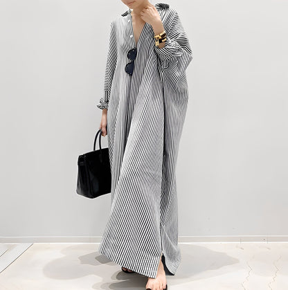 Davida - Robe chemise décontractée à rayures pour femmes