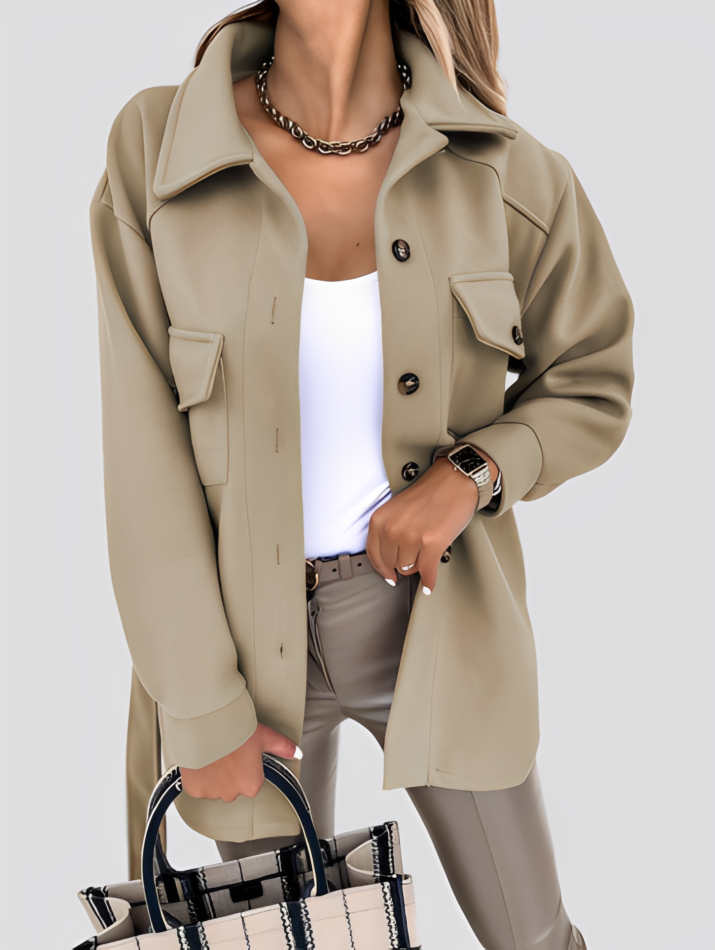 Tiffanie - Blazer léger en laine moderne avec col à revers pour femmes