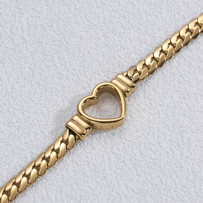 Bracelet en cœur creux doré - Bracelet en cœur ouvert