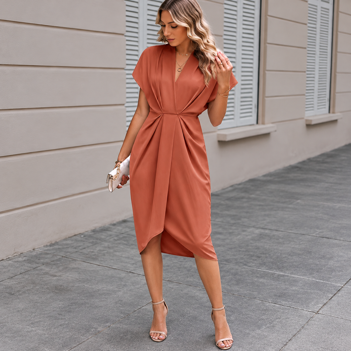 Kaye – Robe manteau en longueur midi