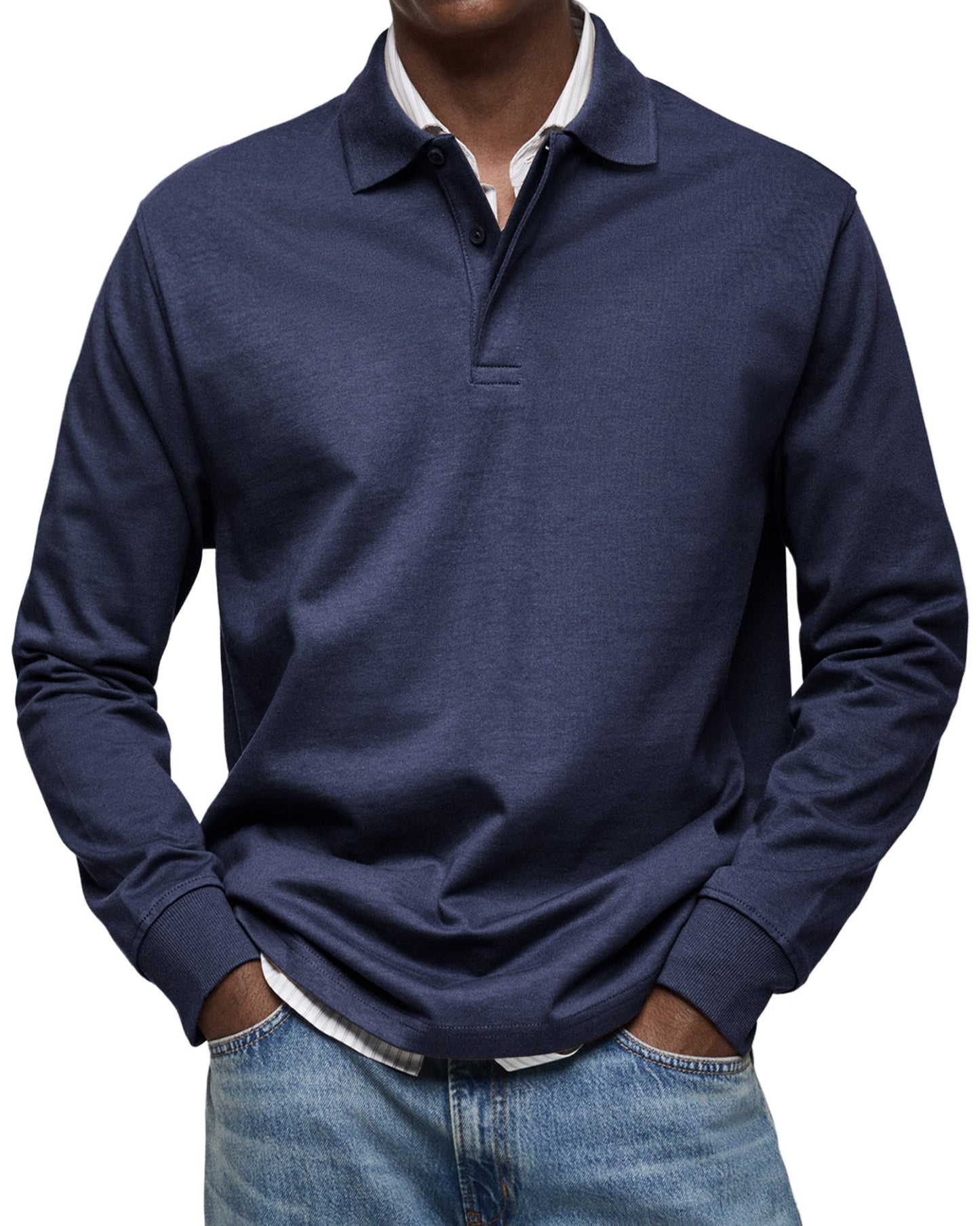 Dewey - Polo simple à manches longues pour hommes