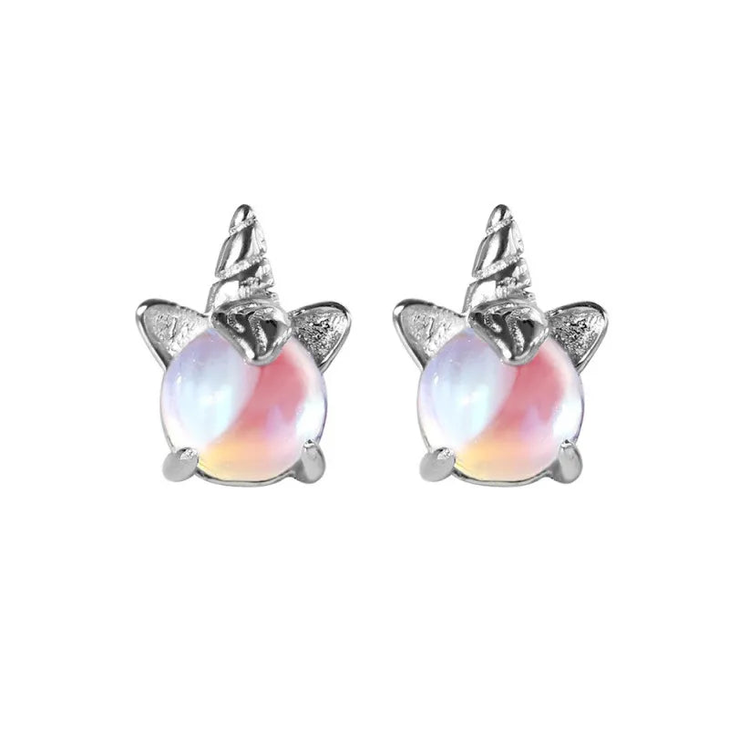 Pegah - Boucles d'oreilles en pierre de licorne argentées