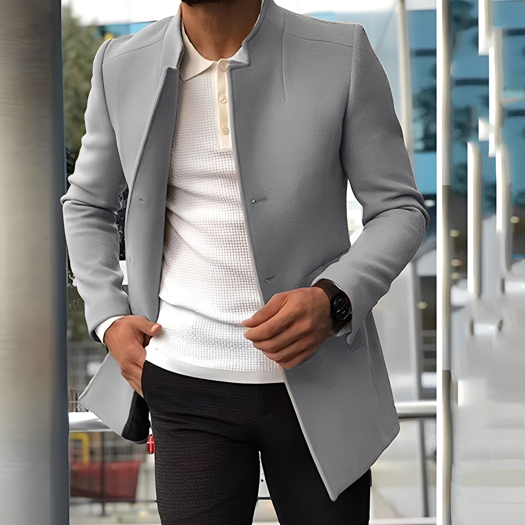 Jones - Manteau Slim-Fit Forme en Laine pour Hommes