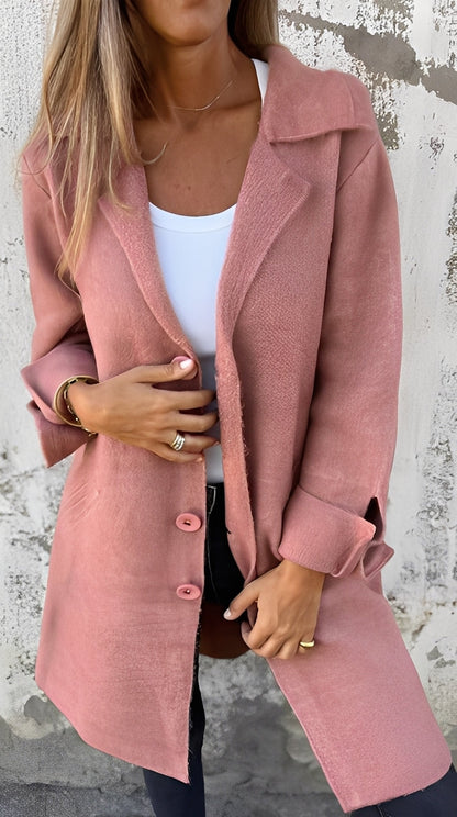 Meridith - Manteau long élégant avec col à revers pour femmes