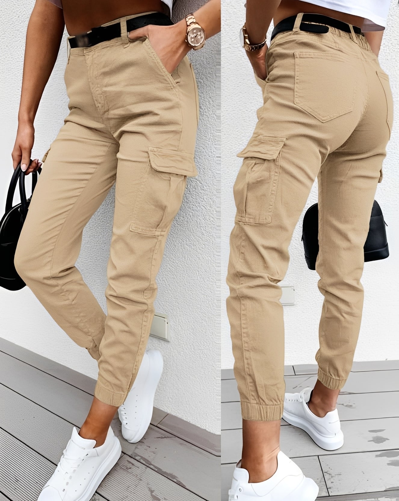 Carrie - Pantalon cargo stylé à taille haute pour femmes