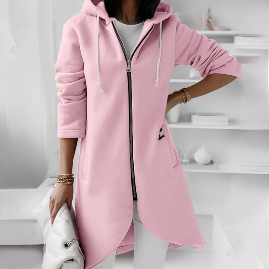 Josepha - Casual long coat with hood for women