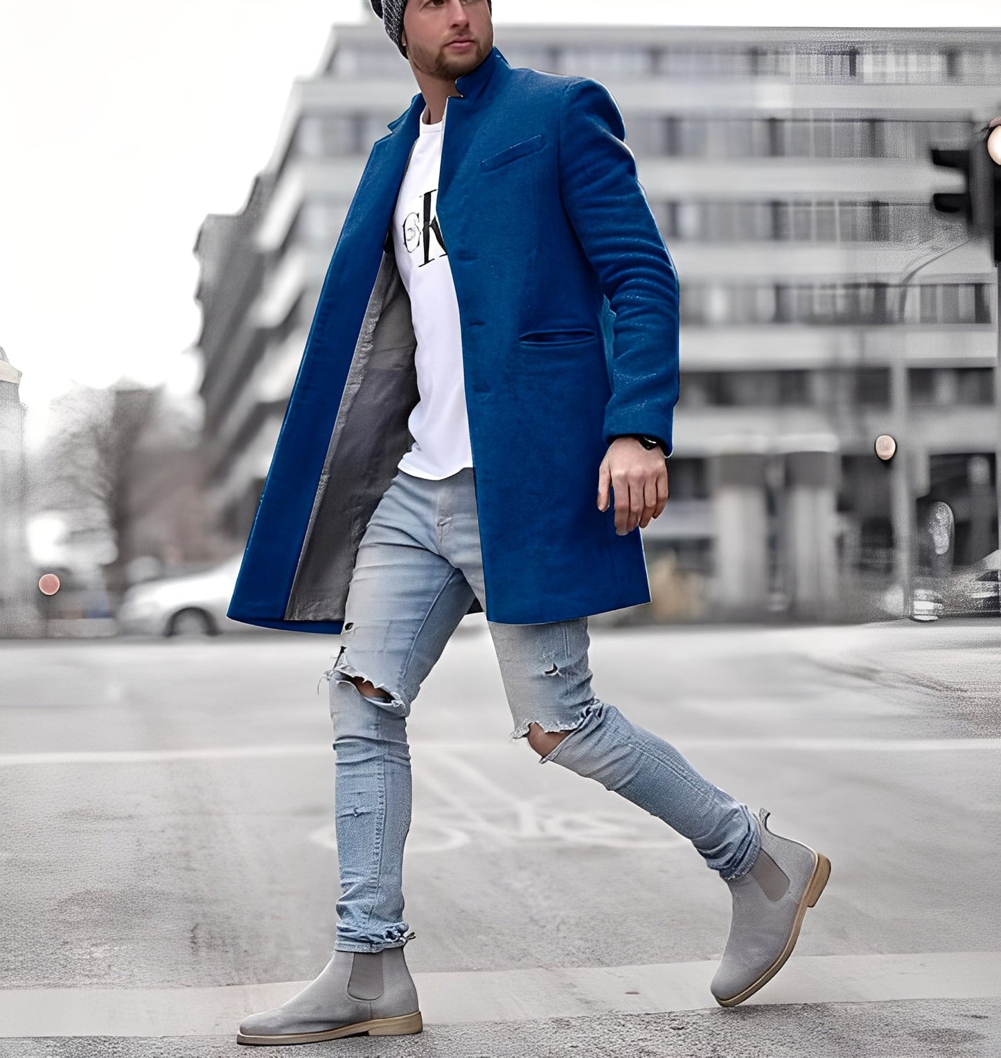 Cordell - Long manteau en laine décontracté pour homme