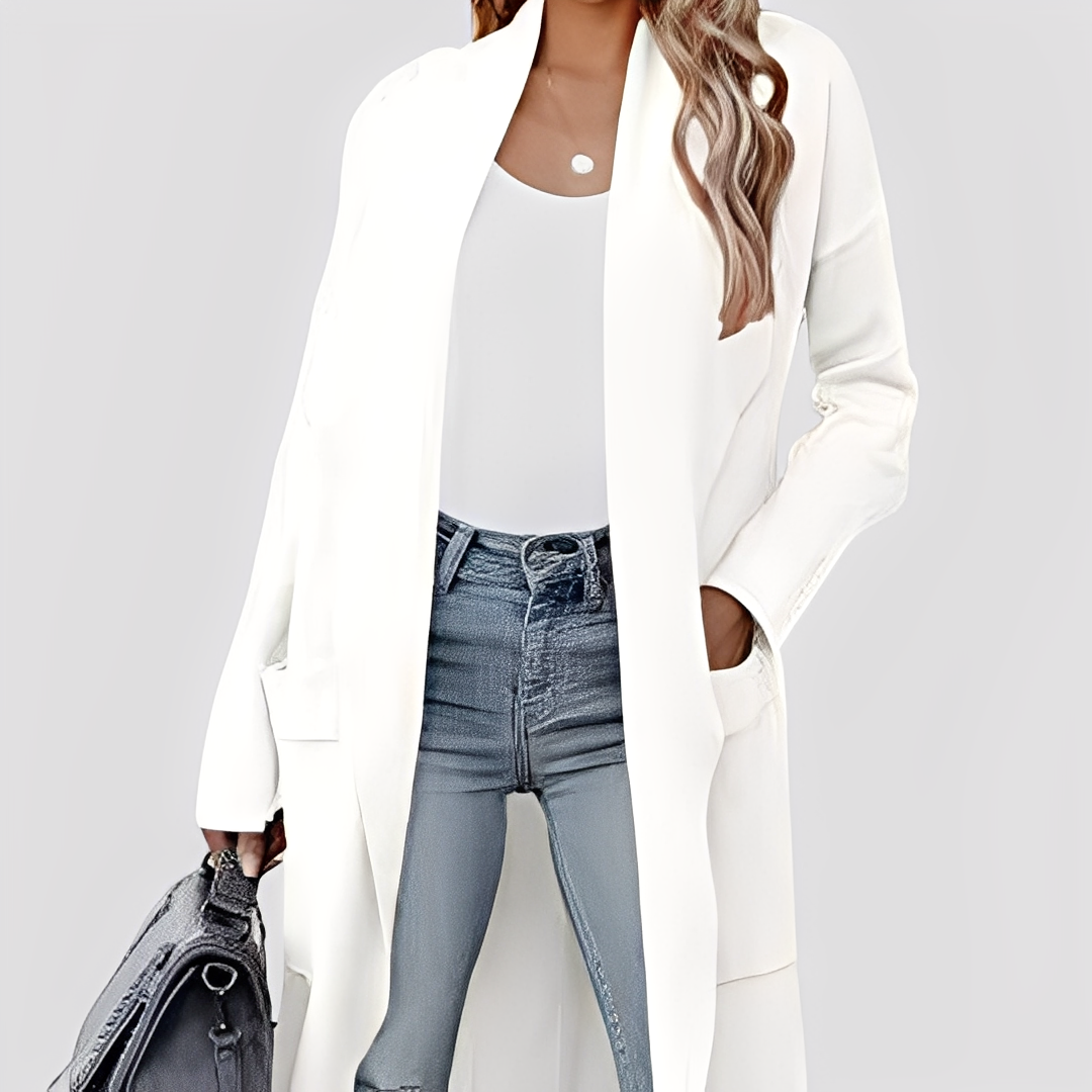 Chantal - Long cardigan en tweed décontracté pour femmes