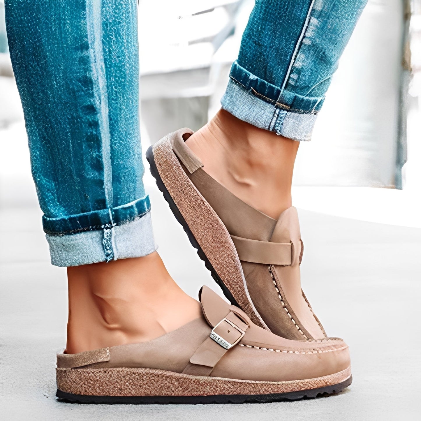 Briana - Sandales confortables à enfiler avec boucle pour femmes