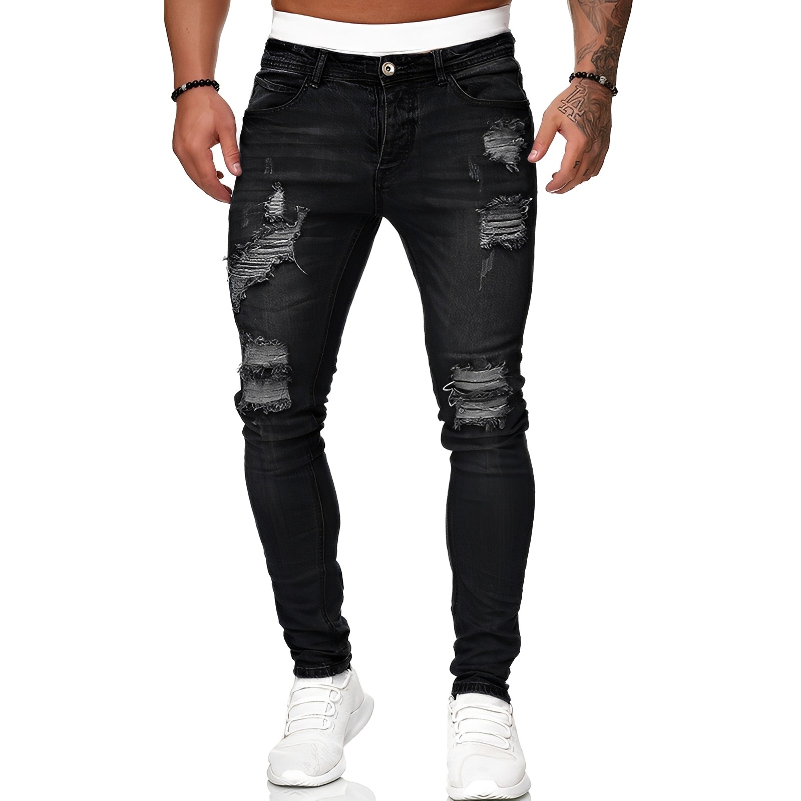 Annie - Jean skinny décontracté avec déchirures pour hommes