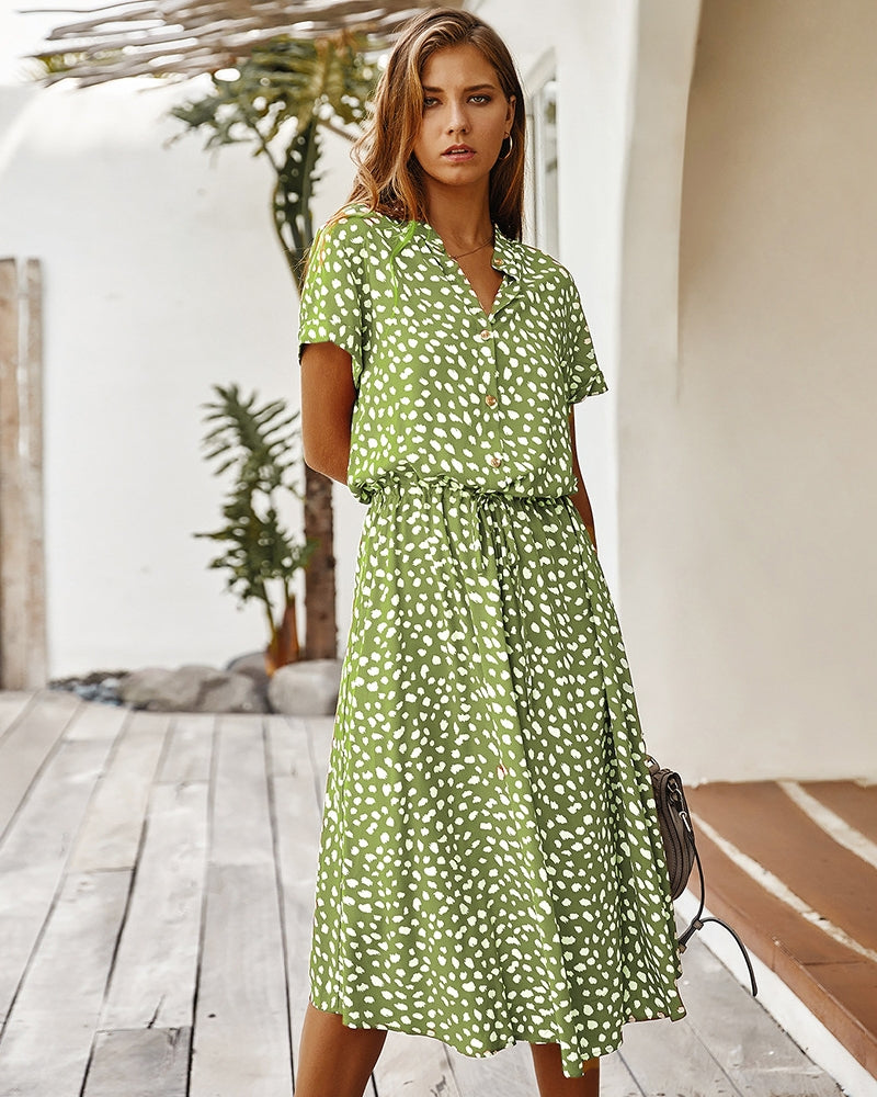 Molly - Robe courte chic à manches courtes avec col pour femmes