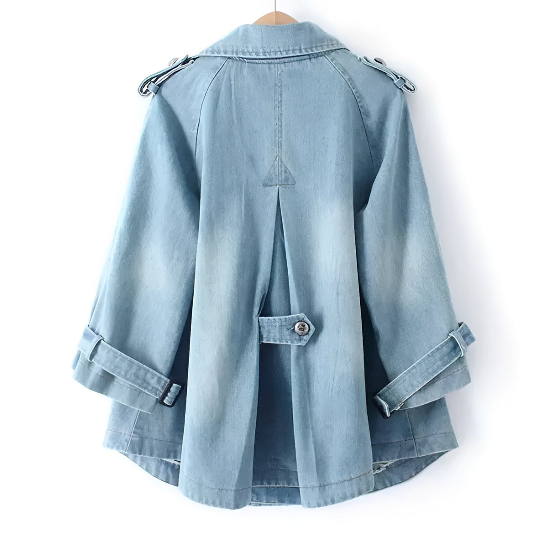 Faye - Manteau Cape en Denim Élégant