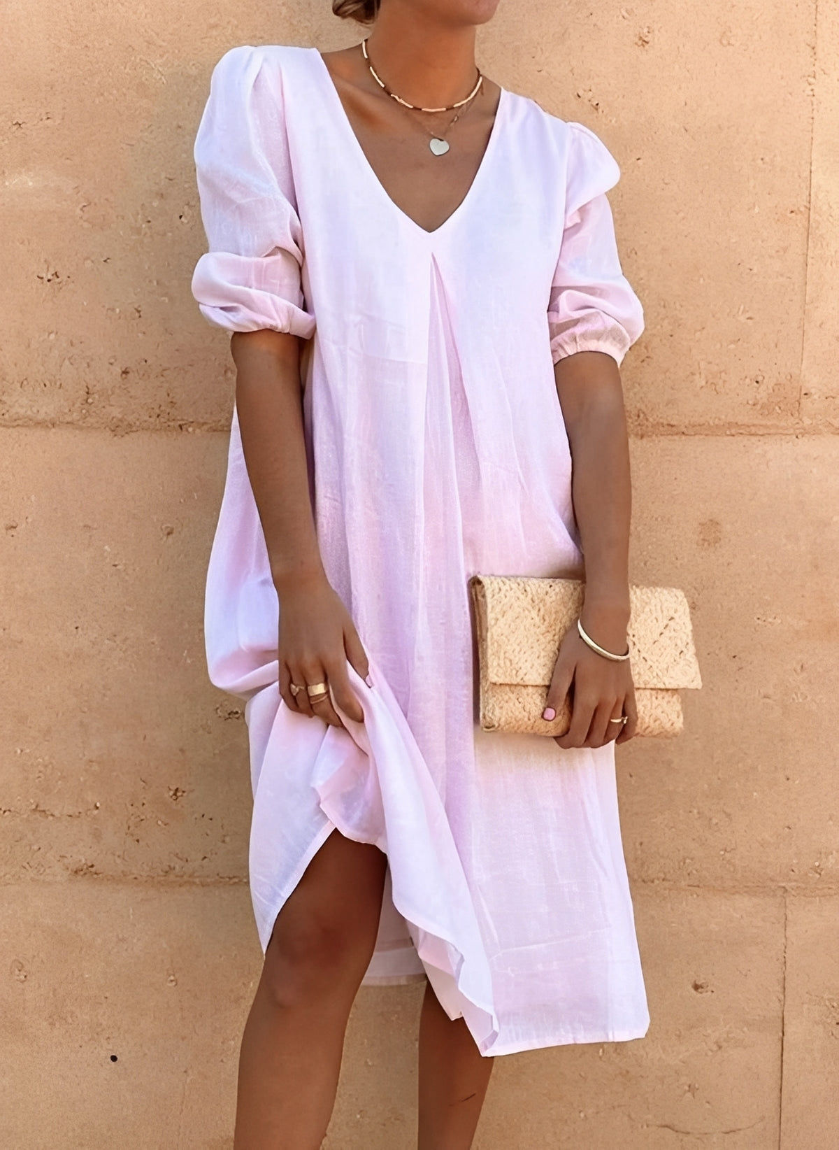 Nancy - Robe midi décontractée et ample pour femmes