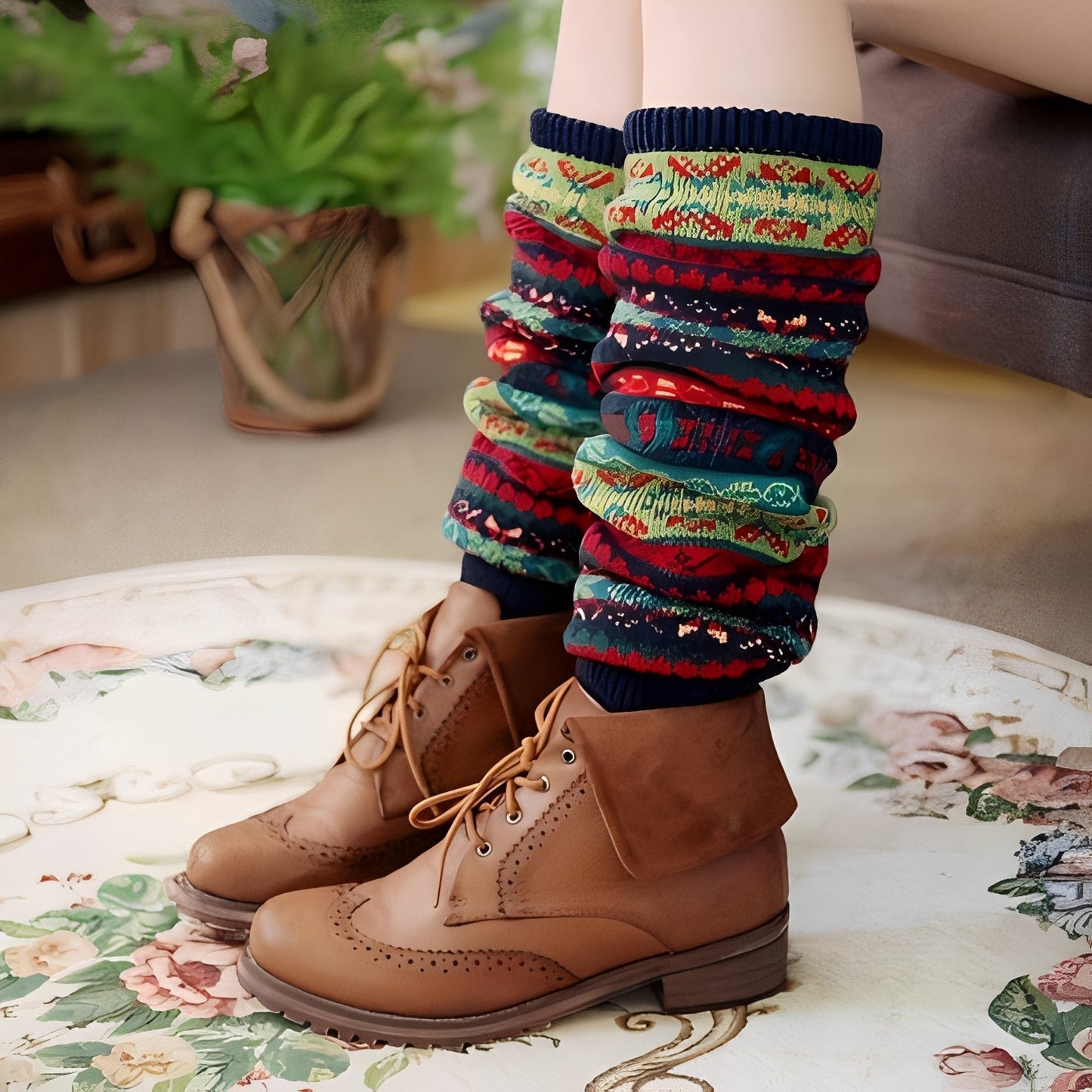 Suzanna - Chaussettes stylées et chaudes en coton épais pour femmes