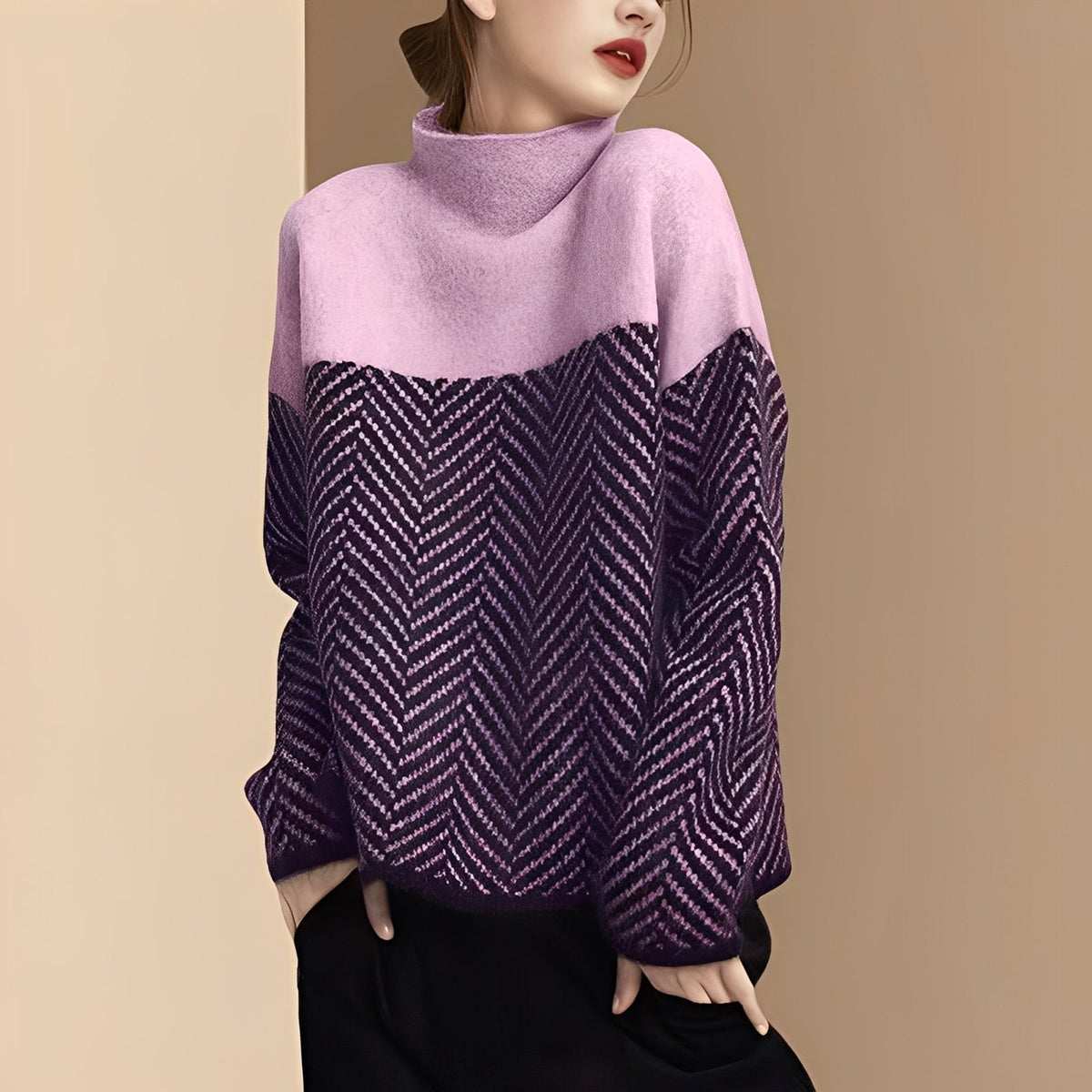 Maryann - Pull chic à col roulé doux et agréable