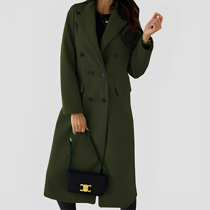 Jasmin - Elegant long coat for women with double-breasted fastening