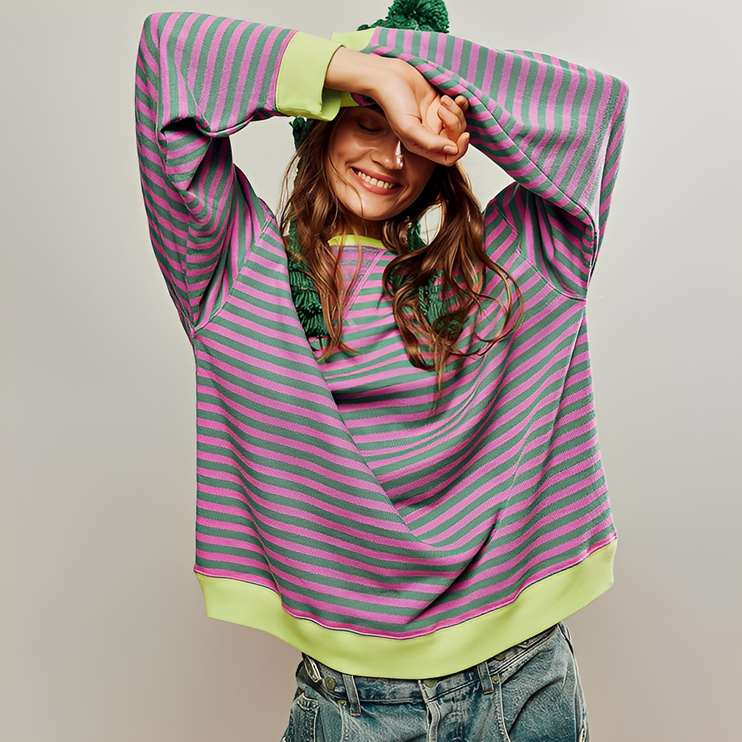 Pénélope - Pull large à rayures pour femme