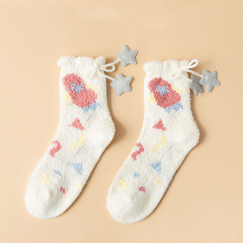 Ramona - Chaussettes d'hiver épaisses et élégantes en polaire pour femmes