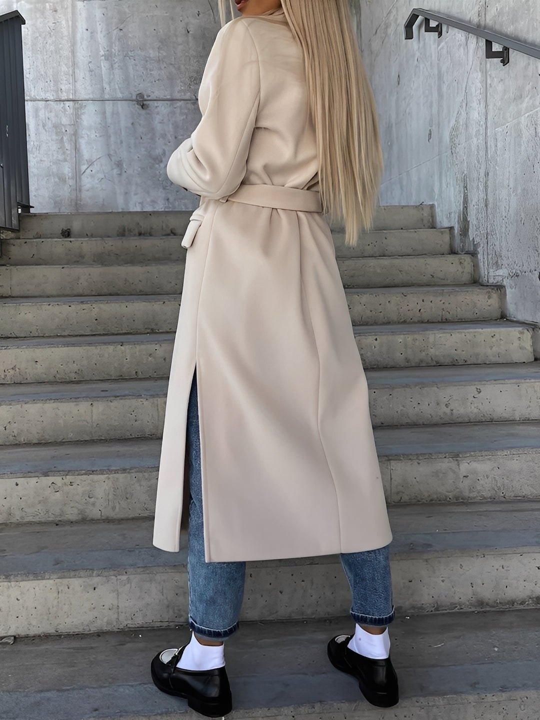 Suzanne - Manteau classique à double rangée de boutons avec ceinture pour femmes