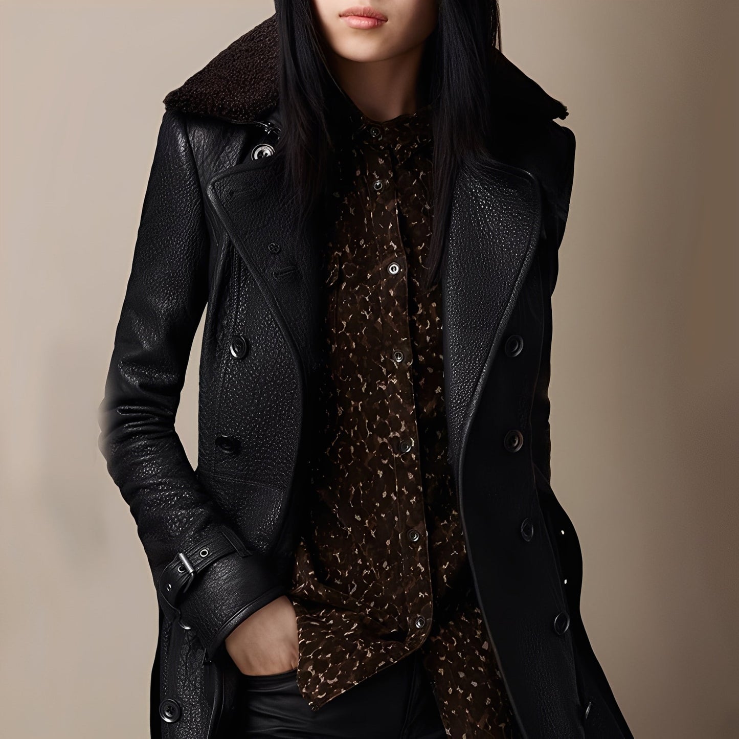 Rachael - Manteau contemporain pour femmes en cuir synthétique