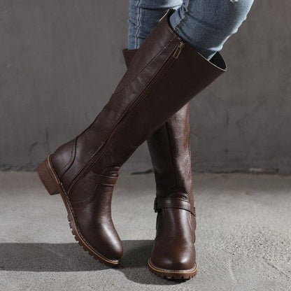 Marisa – Bottes en cuir avec talons carrés