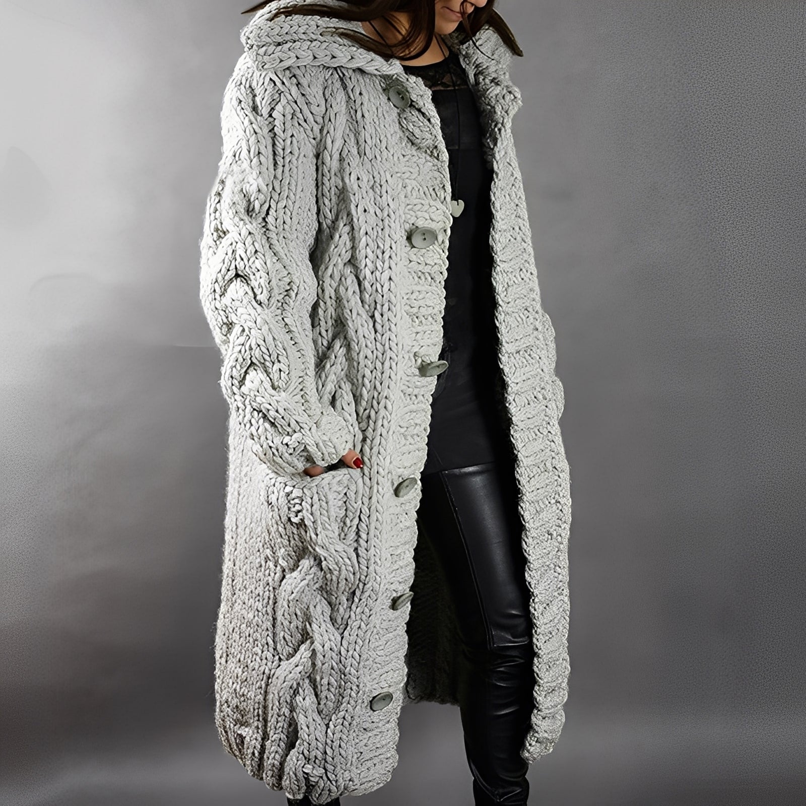Arielle - Élégant cardigan long en laine pour femmes