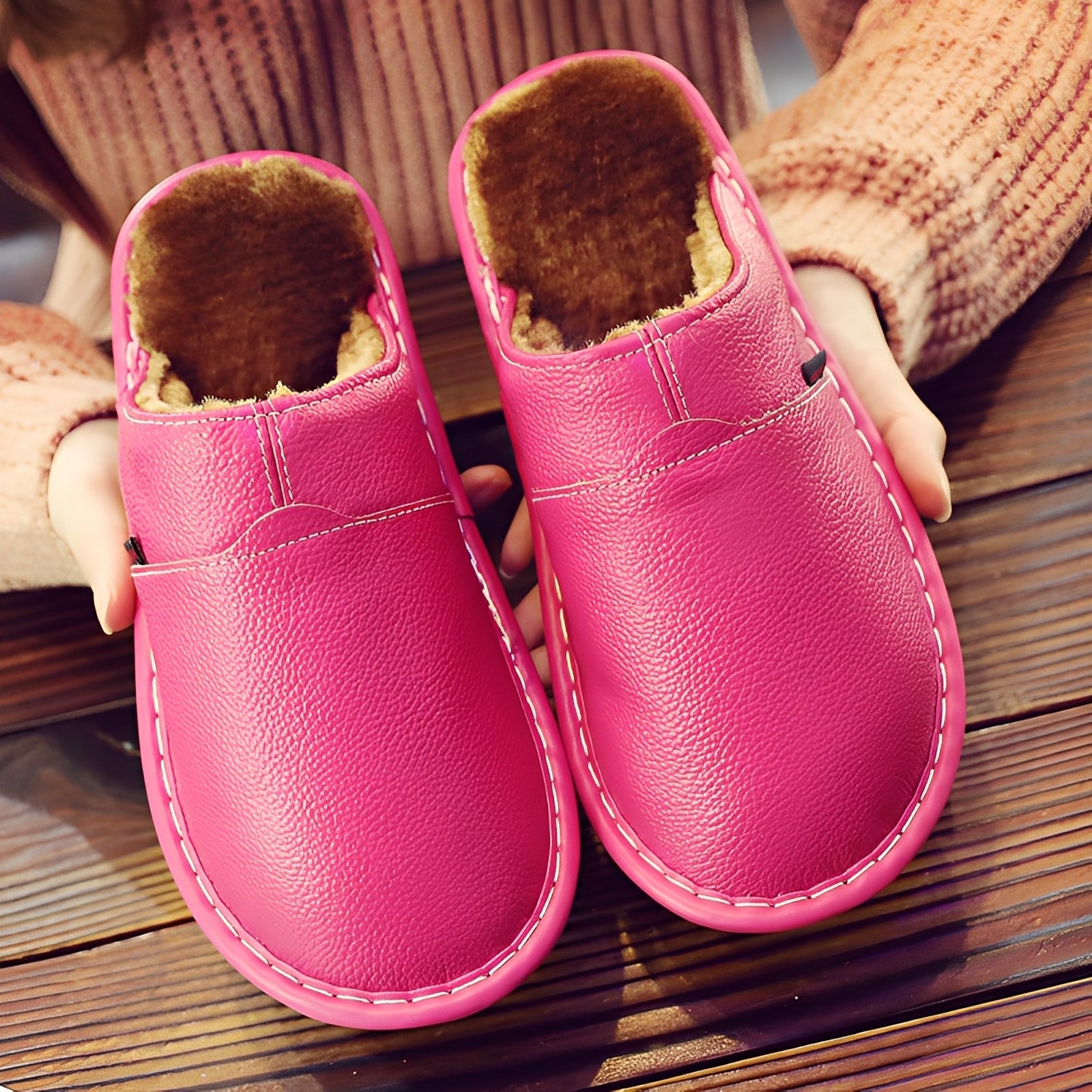 Jasper - Chaussons pour hommes en fourrure, style décontracté
