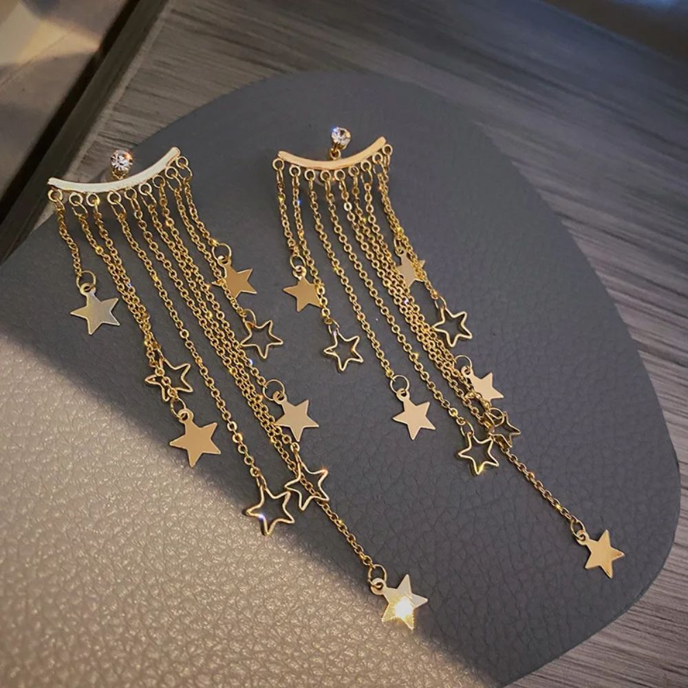 Valerie – Boucles d'oreilles pendantes en étoile avec franges