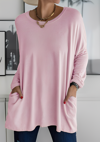 Krystle - Haut large à manches longues avec poches pour femmes