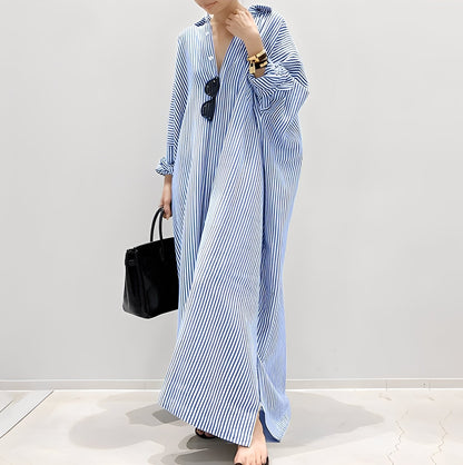 Davida - Robe chemise décontractée à rayures pour femmes