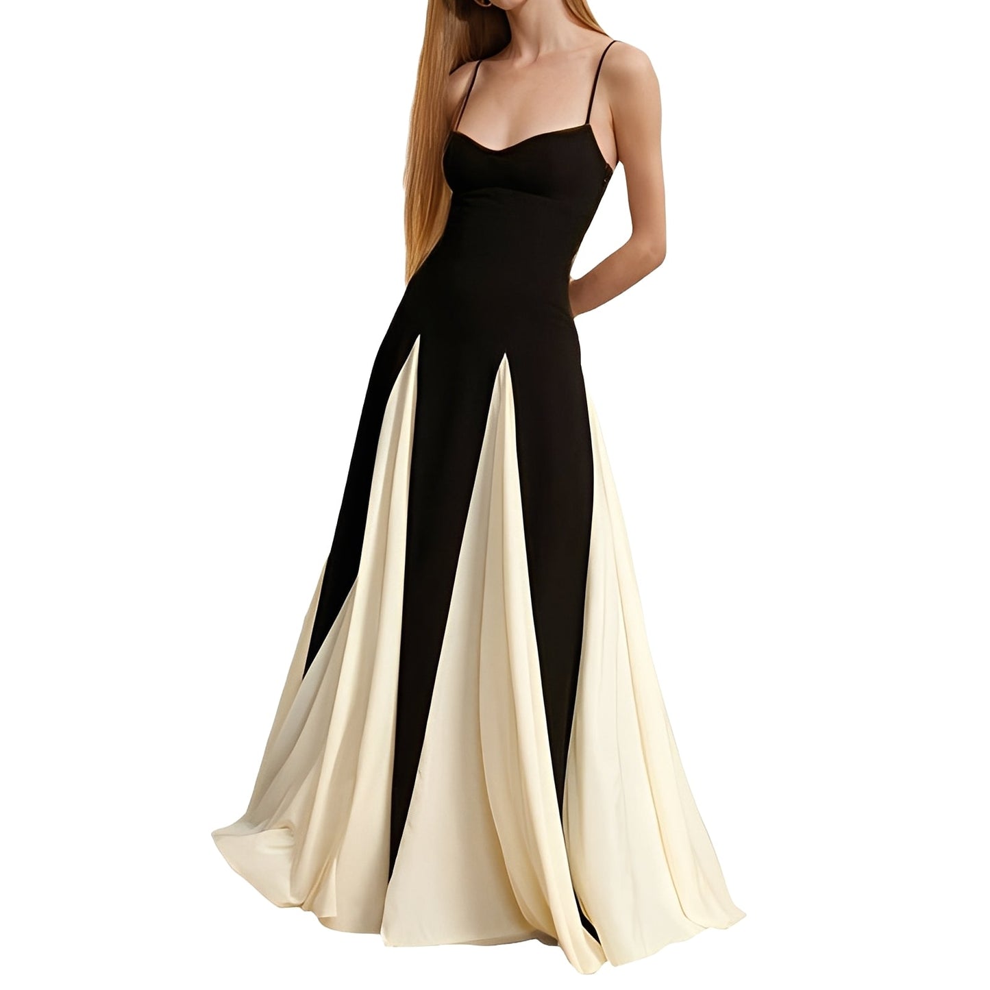 Charisse - Robe élégante à contraste avec large bordure pour dames