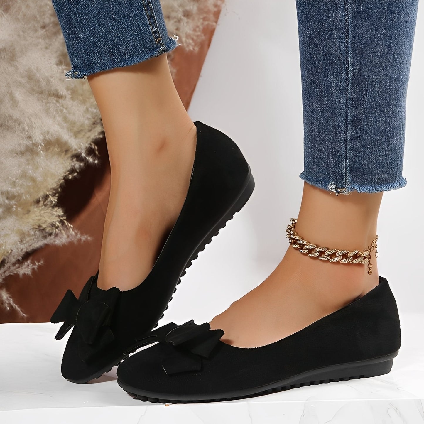 Megan - Chaussures décontractées en daim avec nœud pour femmes