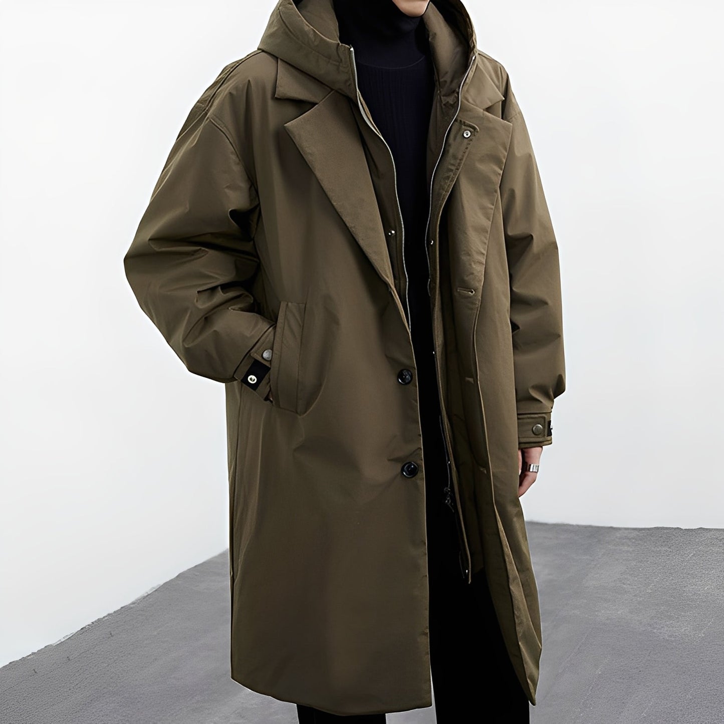 Jordon - Trench long polyvalent avec capuche pour hommes
