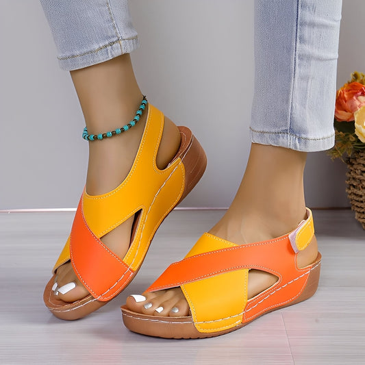 Clarissa - Sandales à talons compensés décontractées à brides croisées pour femmes