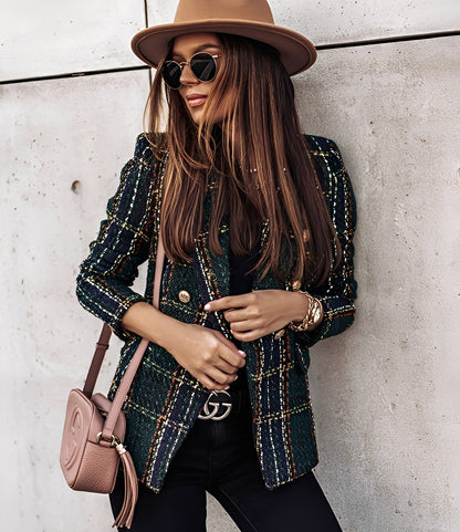 Cheri - Blazer chic et bien ajusté à motif écossais pour femmes