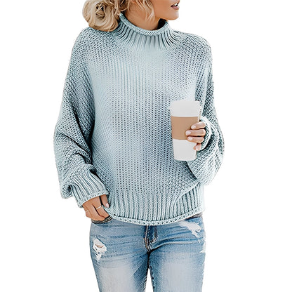 Evalyn - Pull en maille décontracté à col haut pour femmes
