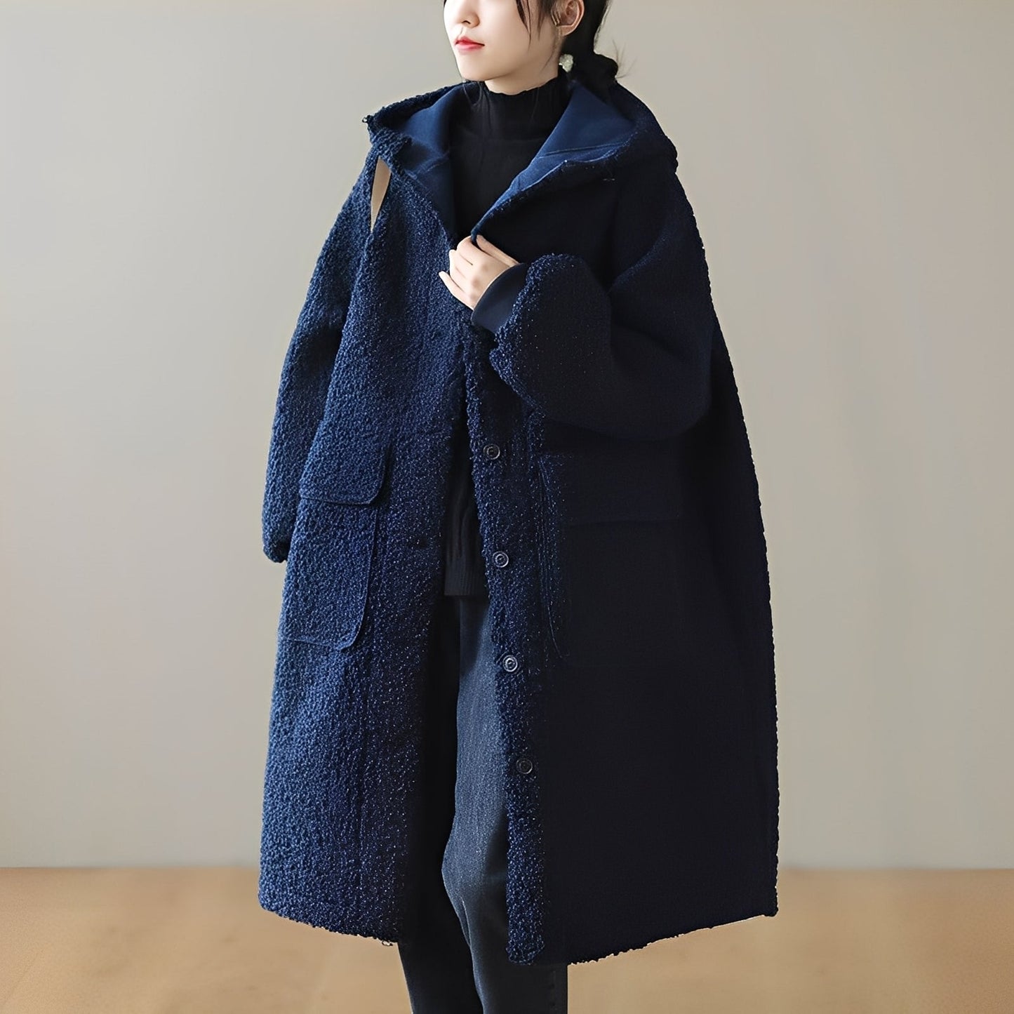 Nydia - Manteau chaud en laine avec capuche pour femmes