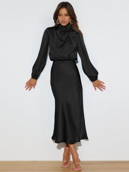 Danica - Robe élégante à manches longues pour femmes avec col halter