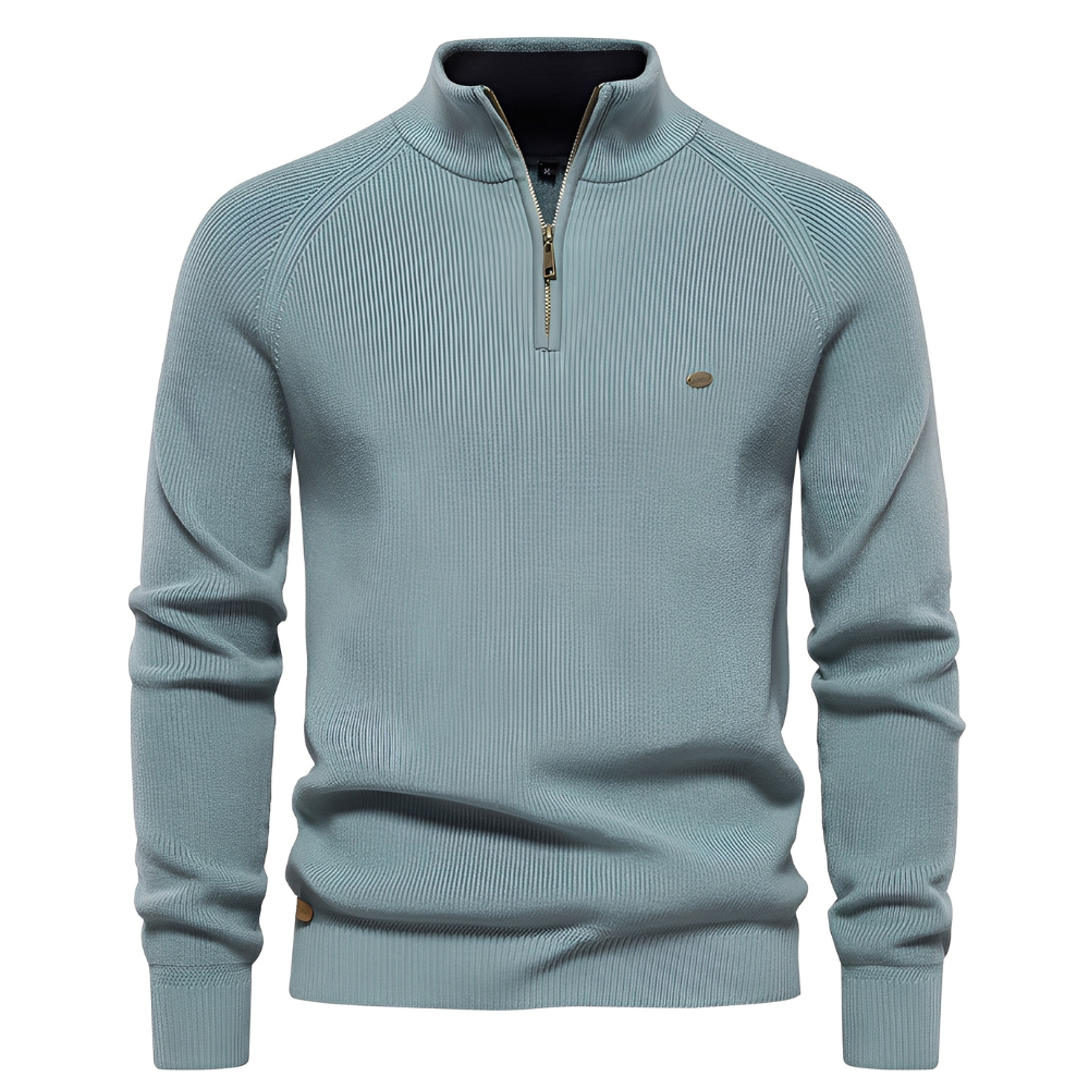 Brant - Elegant sweater with quarter zipper for men