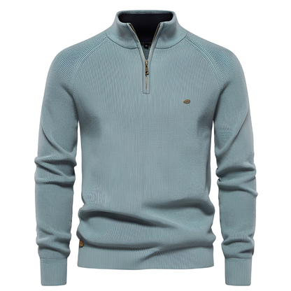 Brant - Elegant sweater with quarter zipper for men