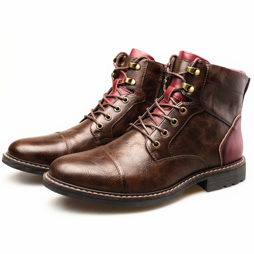 Louis - Bottes rétro en cuir avec zip pour hommes