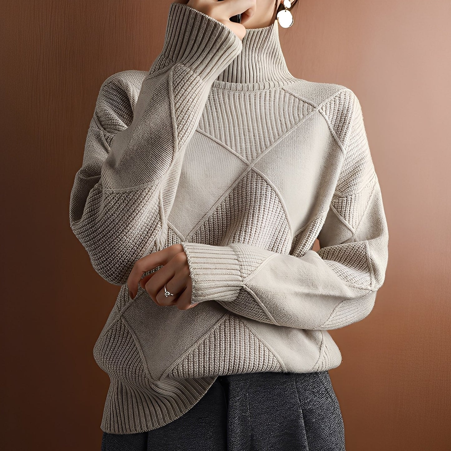 Mariette - Oversized winter sweater with turtleneck for women