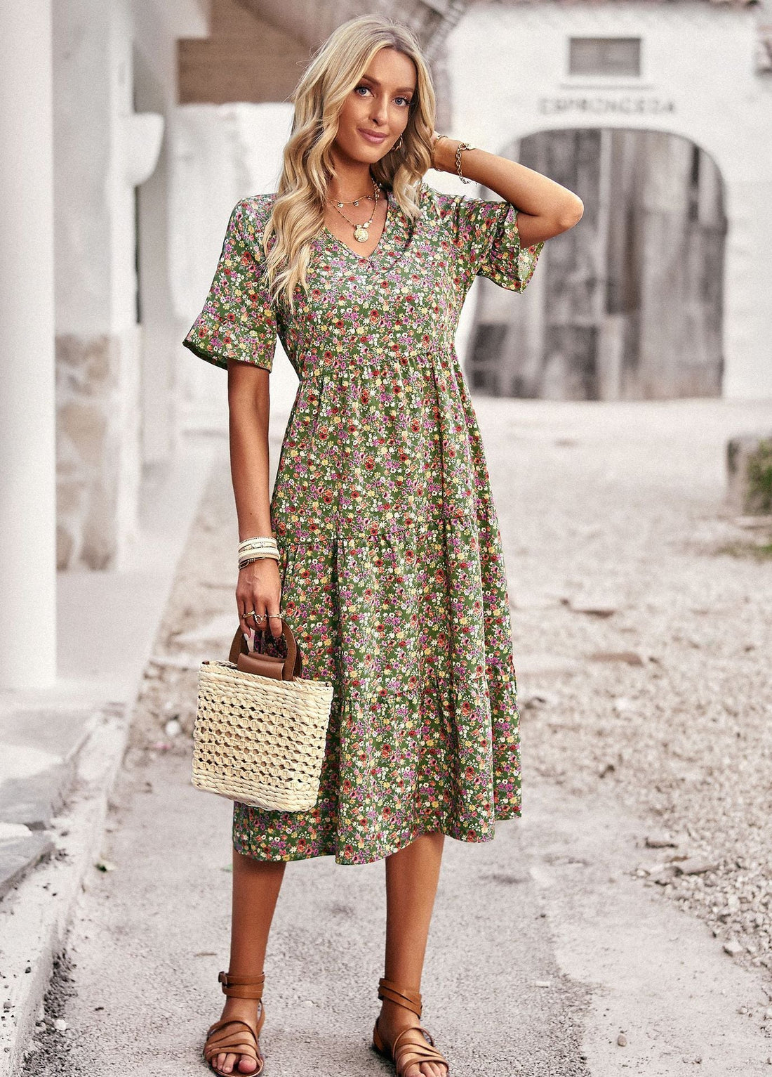 Karly - Robe midi confortable avec imprimé floral pour femmes