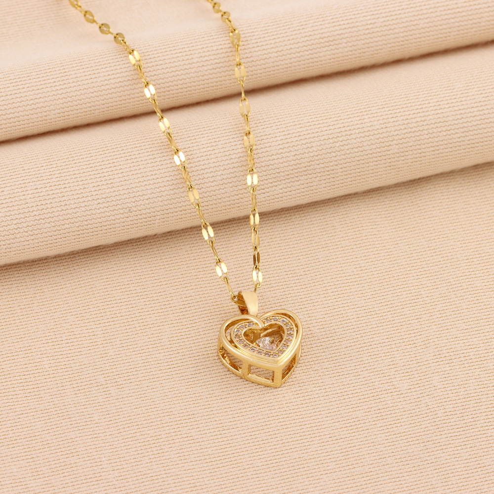 Pendentif Cœur d'Amour - Collier Double Couche