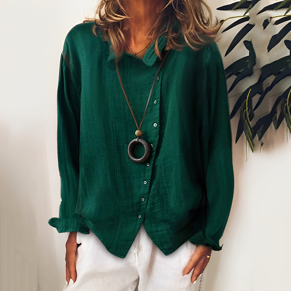 Madelina - Blouse femme en lin avec manches longues